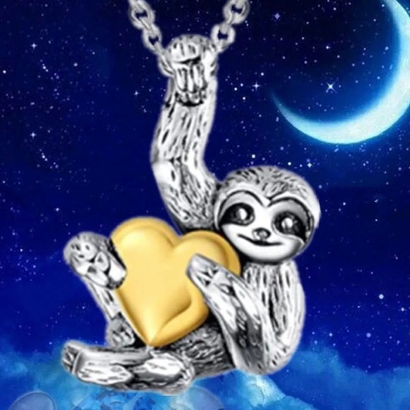Source Unknown Jewelry - A Tree-Dwelling Sloth With A Heart Full Of Love Necklace